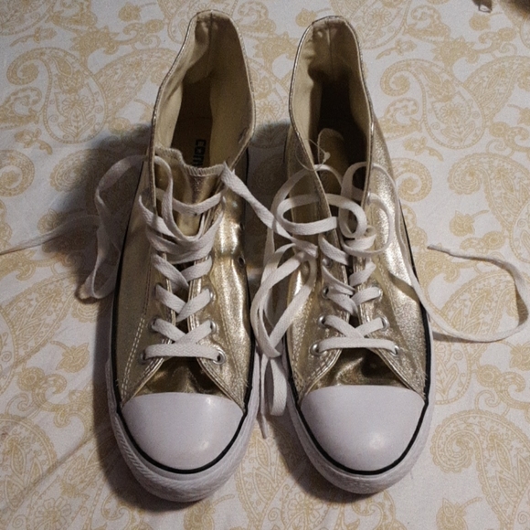 gold converse high tops